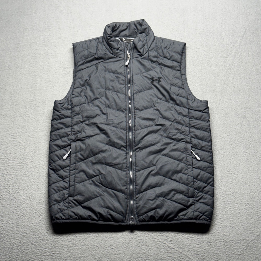 Under Armour ColdGear Storm Mens Puffer Vest Medium Gray Quilted Water Resistant